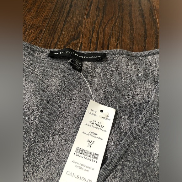 WhiteHouseBlackMarket Women’s M Jacquard Sweater Sheath Gray Midi Dress - NWT!! - Picture 8 of 11